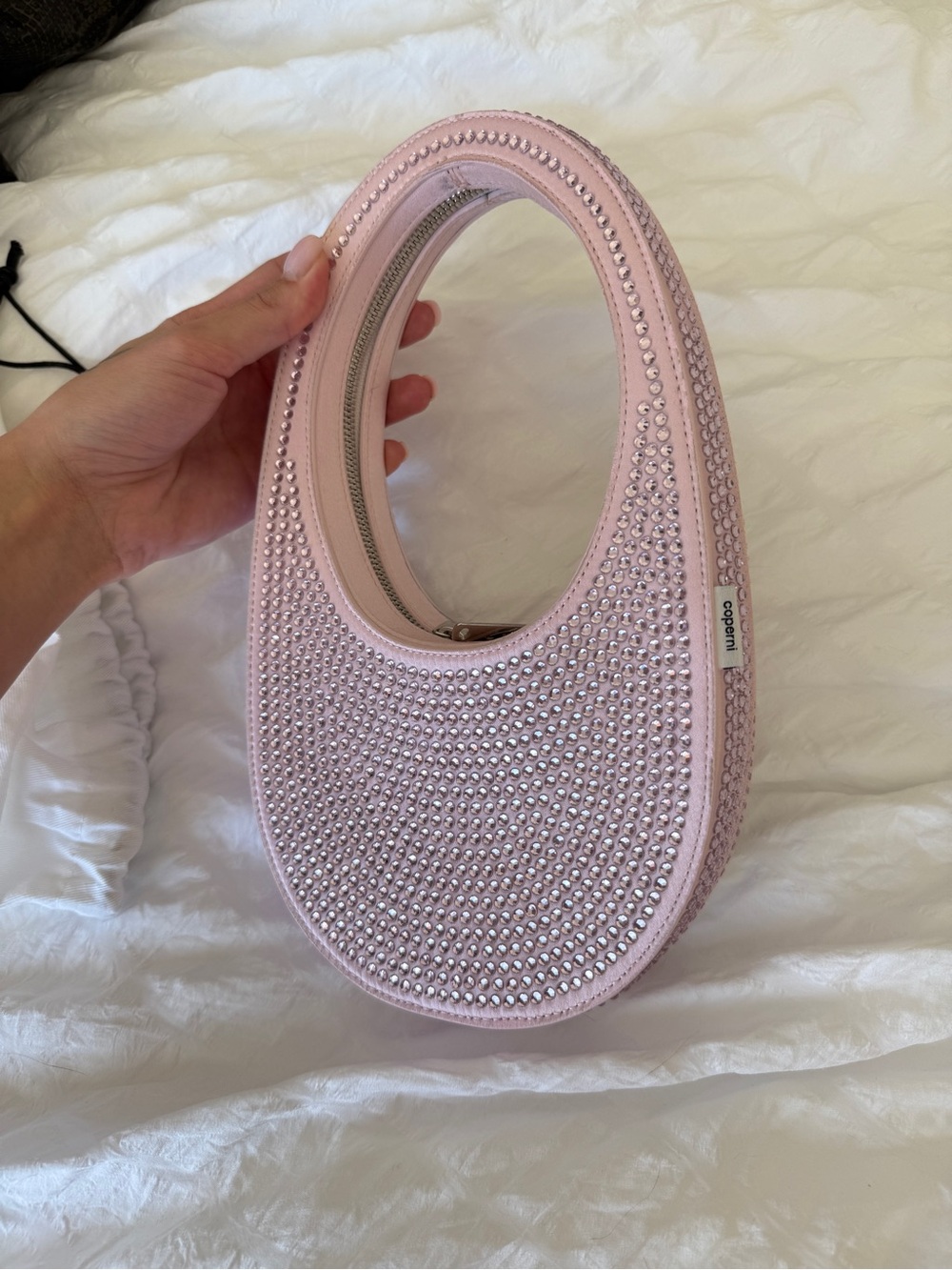coperni Pink Crystal-Embellished swipe Bag